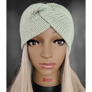 Handmade Knit Twisted Headband | Green Winter Ear Warmer | Cozy‎ Knit Hairband